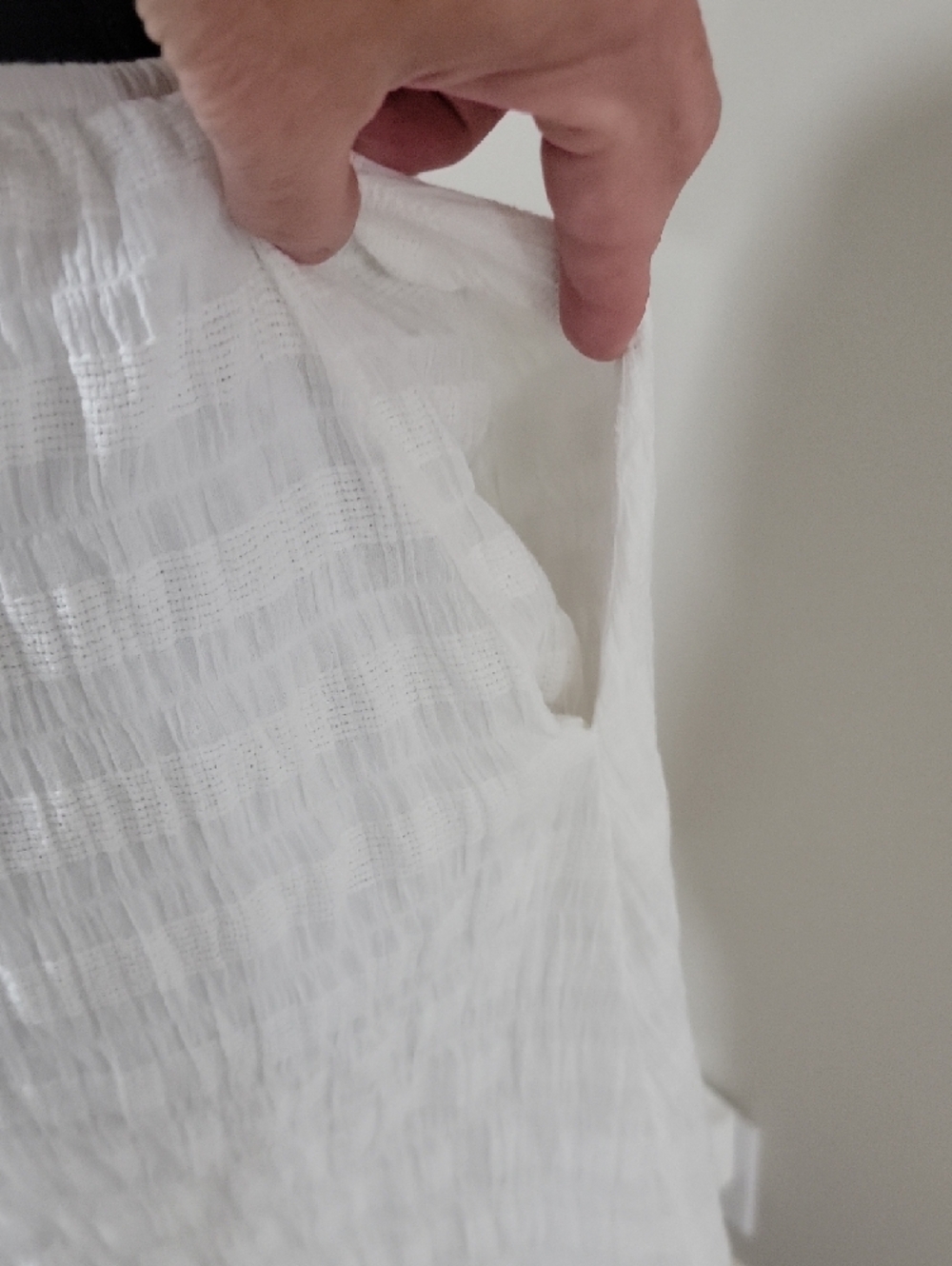 White Dress with Puff Sleeves and Side Cutouts - Picture 7 of 11